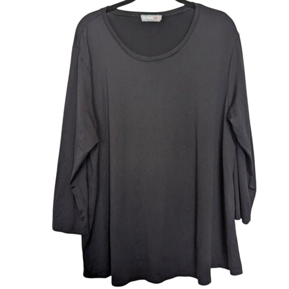 Iridium TFP Top Women Large Black 3/4 Sleeve Scoop Neck Stretch Tunic Basic